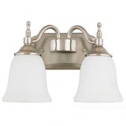 8.75IN H 13.00IN W 7.25IN L BULB TYPE MED BASE A19 BULB QTY 2 BASE FINISH BN - BRUSHED NICKEL ITEM WEIGHT 4.50 BP HEIGHT IN 4.50, BP WIDTH IN 9.00
